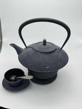 Teavana Blue Dragonfly Cast Iron Teapot Burner Trivet Cup Saucer Decor Japan